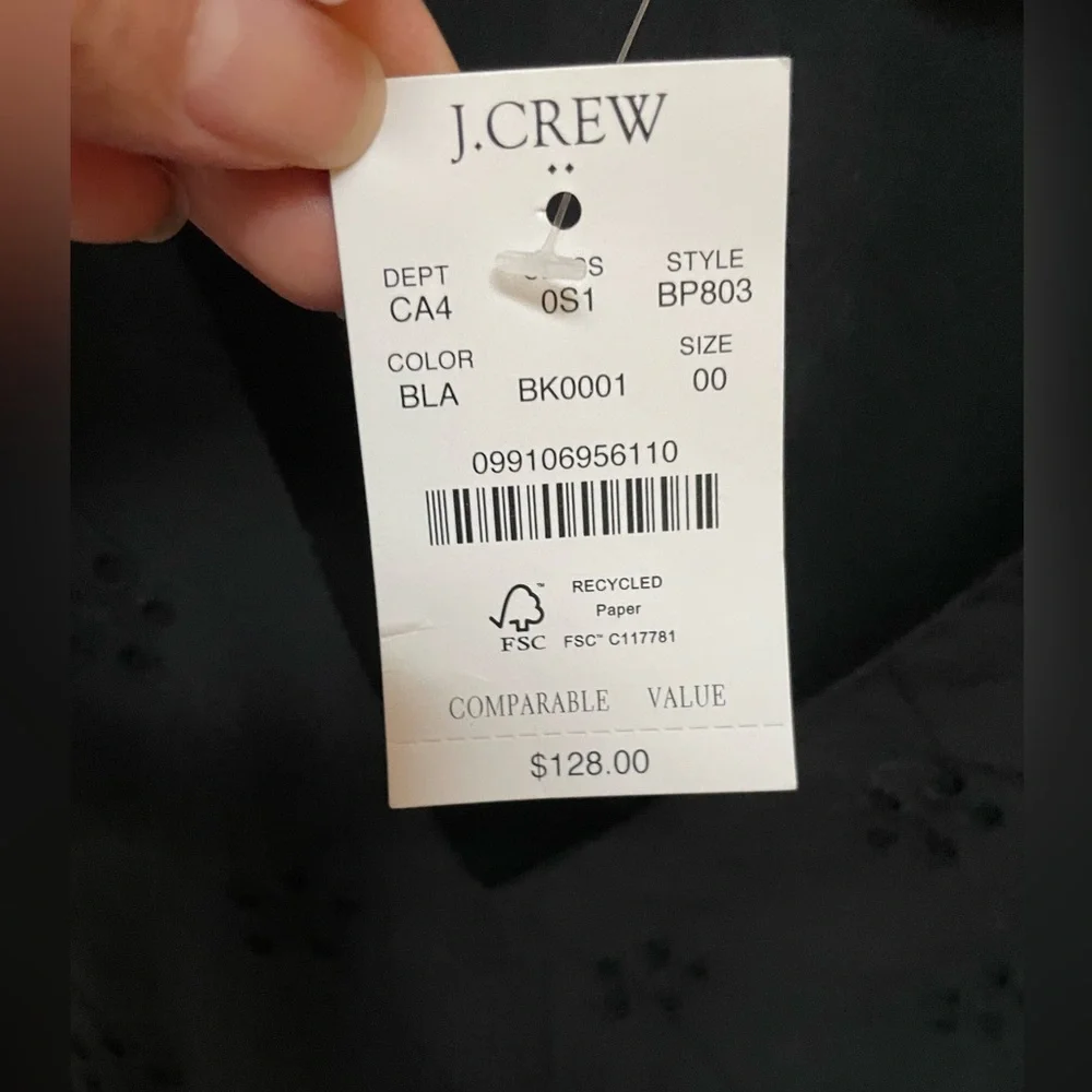 J. Crew 00/XXS Black Eyelet Fully Lined Sleeveless Midi Dress - Picture 4 of 11